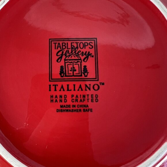 Tabletops Gallery Italiano Large Servng Bowl Red Blue Hand Painted Floral 10 IN - Picture 8 of 8